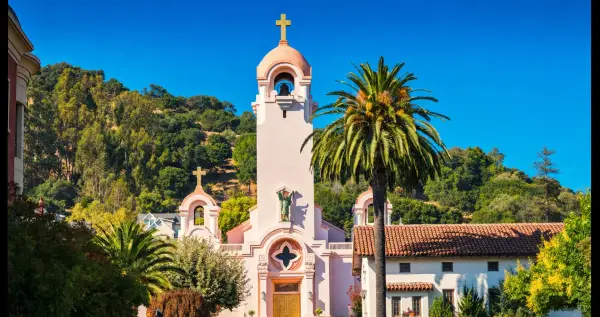 Downtown San Rafael treasure hunt route near Mission San Rafael Arcangel